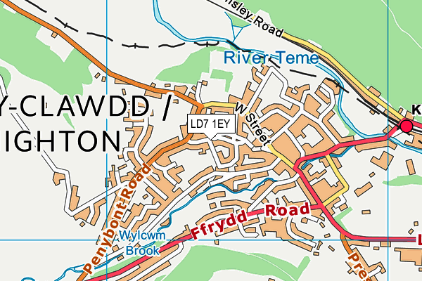 LD7 1EY map - OS VectorMap District (Ordnance Survey)