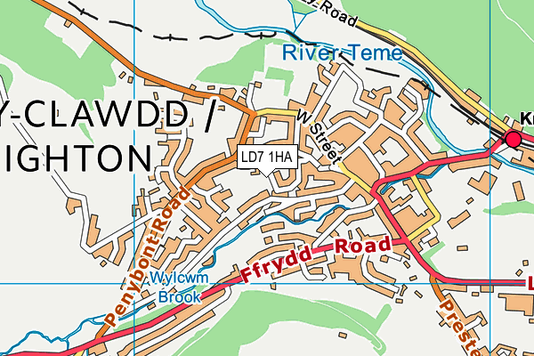 LD7 1HA map - OS VectorMap District (Ordnance Survey)