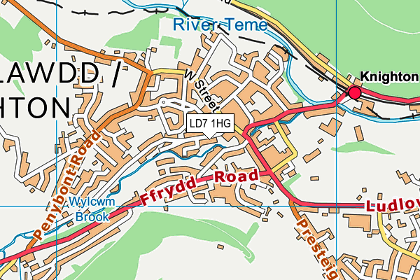LD7 1HG map - OS VectorMap District (Ordnance Survey)