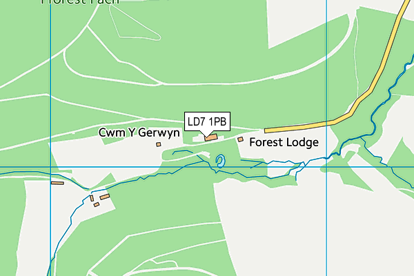 LD7 1PB map - OS VectorMap District (Ordnance Survey)