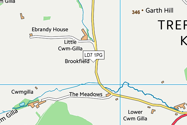 LD7 1PG map - OS VectorMap District (Ordnance Survey)