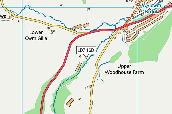 LD7 1SD map - OS VectorMap District (Ordnance Survey)