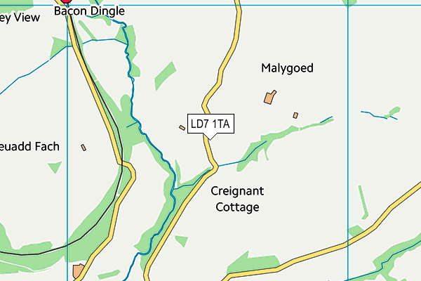 LD7 1TA map - OS VectorMap District (Ordnance Survey)