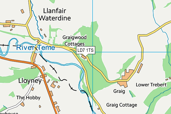 LD7 1TS map - OS VectorMap District (Ordnance Survey)