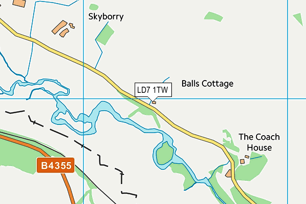 LD7 1TW map - OS VectorMap District (Ordnance Survey)