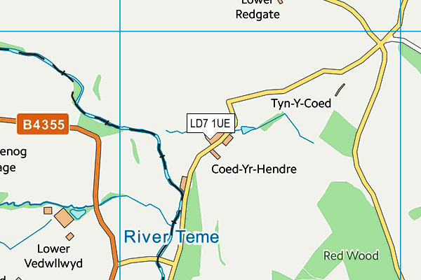 LD7 1UE map - OS VectorMap District (Ordnance Survey)