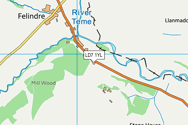 LD7 1YL map - OS VectorMap District (Ordnance Survey)