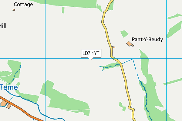 LD7 1YT map - OS VectorMap District (Ordnance Survey)