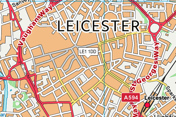 LE1 1DD map - OS VectorMap District (Ordnance Survey)