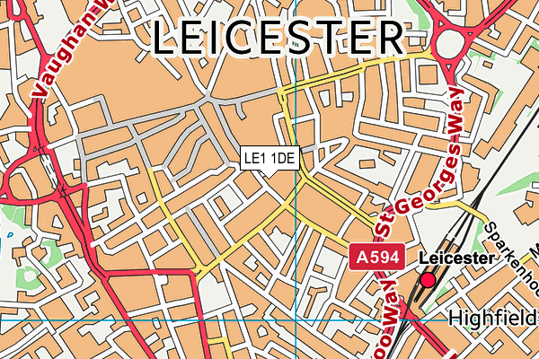 LE1 1DE map - OS VectorMap District (Ordnance Survey)
