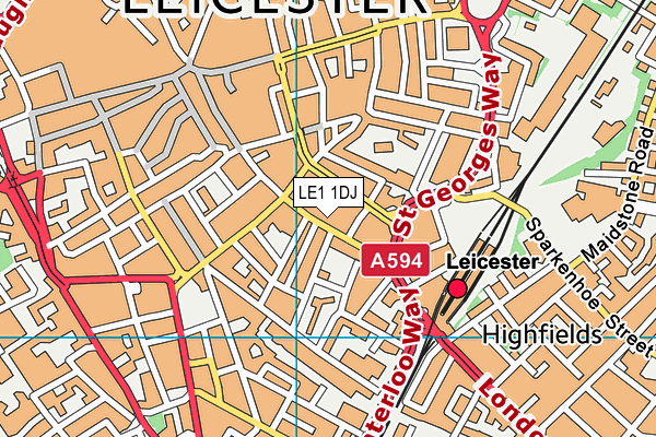 LE1 1DJ map - OS VectorMap District (Ordnance Survey)
