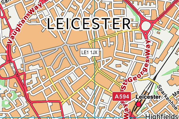 LE1 1JX map - OS VectorMap District (Ordnance Survey)