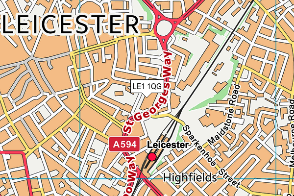 LE1 1QG map - OS VectorMap District (Ordnance Survey)