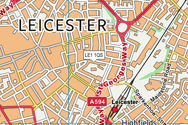 LE1 1QS map - OS VectorMap District (Ordnance Survey)