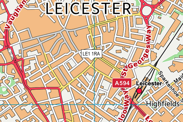 LE1 1RA map - OS VectorMap District (Ordnance Survey)