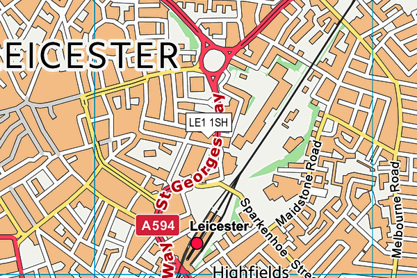 Puregym (Leicester St Georges Way) map (LE1 1SH) - OS VectorMap District (Ordnance Survey)