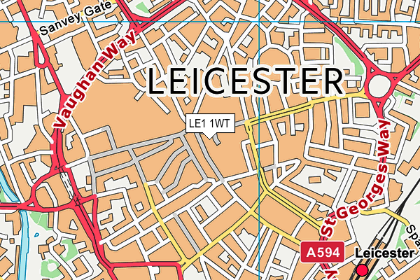LE1 1WT map - OS VectorMap District (Ordnance Survey)