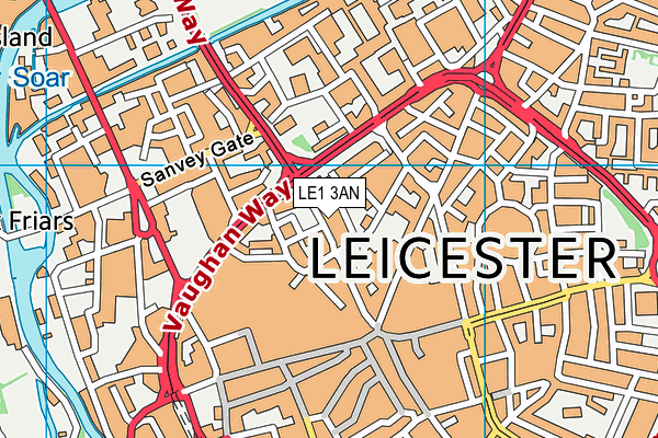 LE1 3AN map - OS VectorMap District (Ordnance Survey)