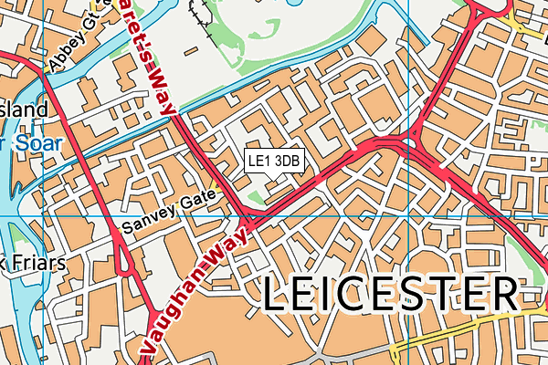 LE1 3DB map - OS VectorMap District (Ordnance Survey)