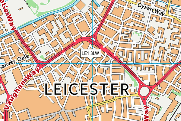 LE1 3LW map - OS VectorMap District (Ordnance Survey)