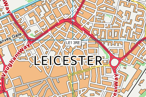 LE1 3RE map - OS VectorMap District (Ordnance Survey)