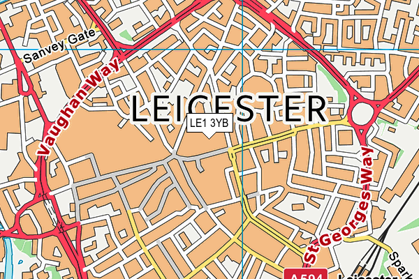 LE1 3YB map - OS VectorMap District (Ordnance Survey)