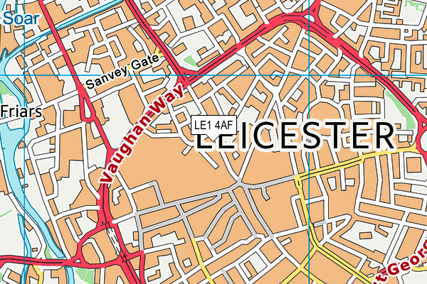 LE1 4AF map - OS VectorMap District (Ordnance Survey)