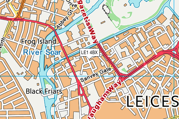 LE1 4BX map - OS VectorMap District (Ordnance Survey)