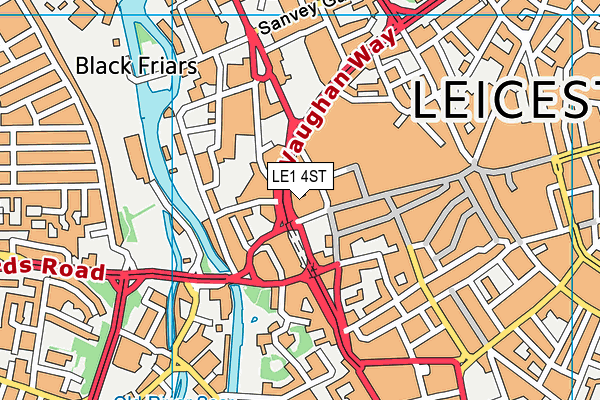 LE1 4ST map - OS VectorMap District (Ordnance Survey)