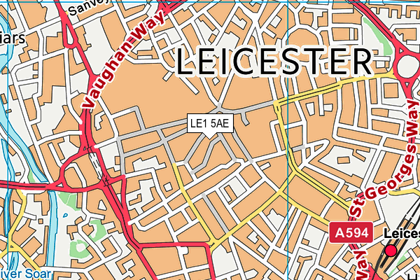 LE1 5AE map - OS VectorMap District (Ordnance Survey)