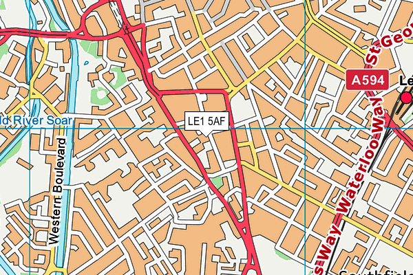 LE1 5AF map - OS VectorMap District (Ordnance Survey)