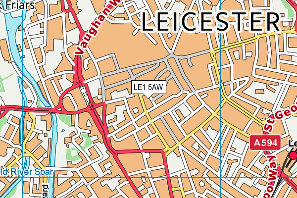 LE1 5AW map - OS VectorMap District (Ordnance Survey)