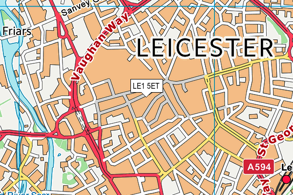 LE1 5ET map - OS VectorMap District (Ordnance Survey)