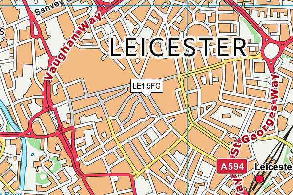 LE1 5FG map - OS VectorMap District (Ordnance Survey)