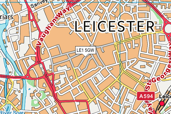 LE1 5GW map - OS VectorMap District (Ordnance Survey)