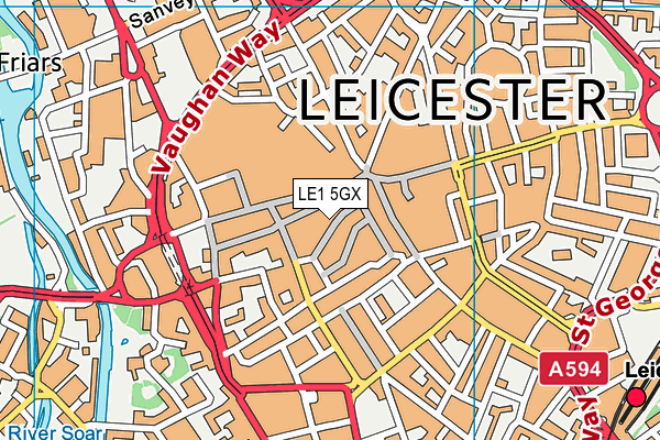 LE1 5GX map - OS VectorMap District (Ordnance Survey)