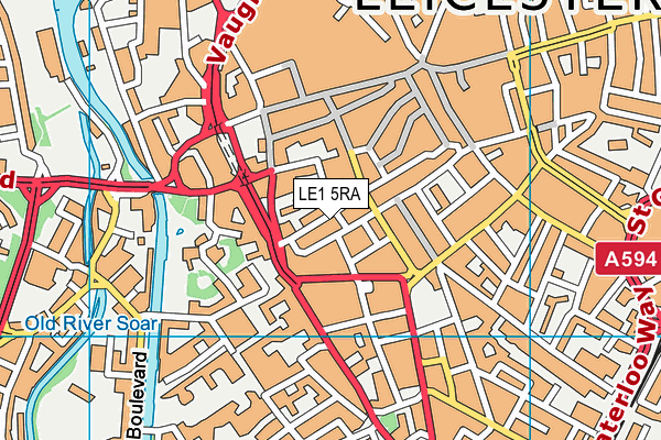 LE1 5RA map - OS VectorMap District (Ordnance Survey)