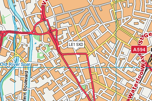 LE1 5XD map - OS VectorMap District (Ordnance Survey)