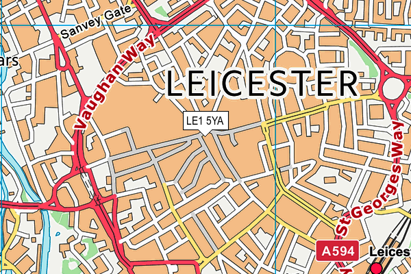 LE1 5YA map - OS VectorMap District (Ordnance Survey)