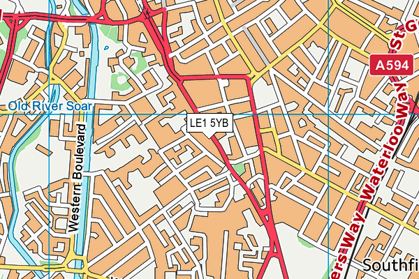 LE1 5YB map - OS VectorMap District (Ordnance Survey)