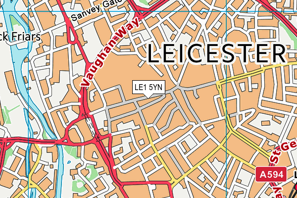 LE1 5YN map - OS VectorMap District (Ordnance Survey)