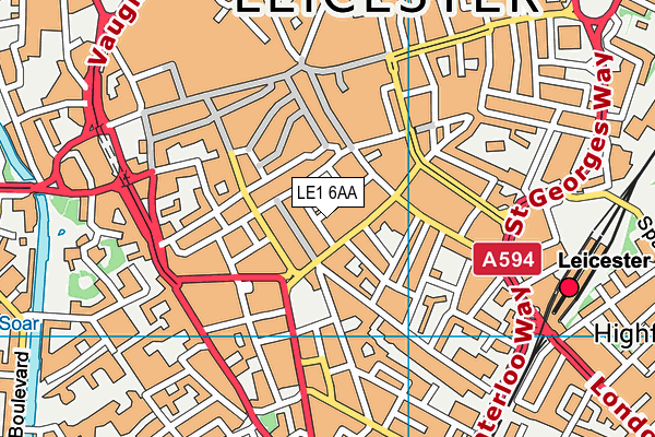 LE1 6AA map - OS VectorMap District (Ordnance Survey)