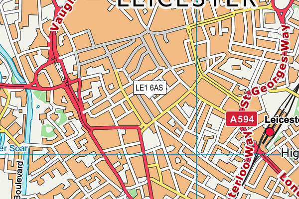 LE1 6AS map - OS VectorMap District (Ordnance Survey)