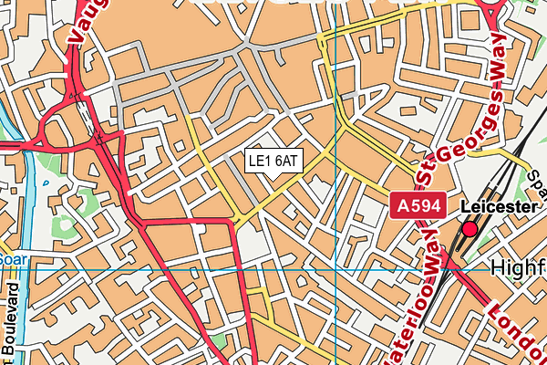 LE1 6AT map - OS VectorMap District (Ordnance Survey)