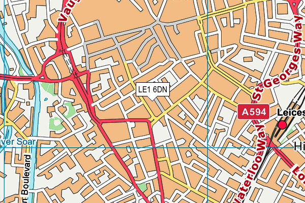 LE1 6DN map - OS VectorMap District (Ordnance Survey)