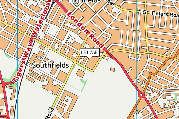 LE1 7AE map - OS VectorMap District (Ordnance Survey)