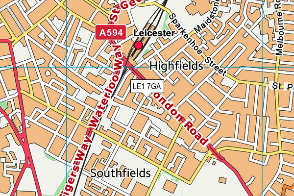 LE1 7GA map - OS VectorMap District (Ordnance Survey)