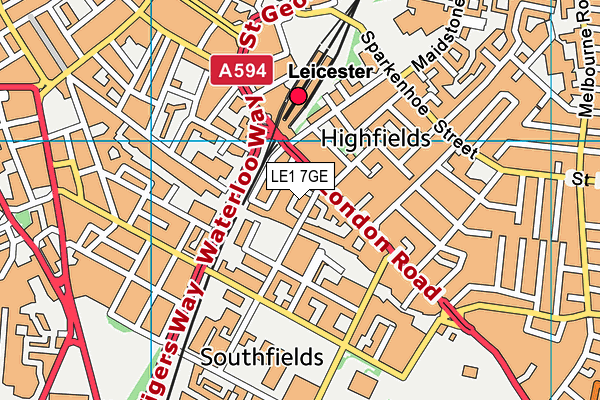 LE1 7GE map - OS VectorMap District (Ordnance Survey)