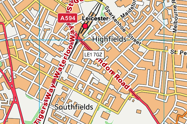 LE1 7GZ map - OS VectorMap District (Ordnance Survey)