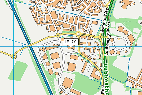 LE1 7YJ map - OS VectorMap District (Ordnance Survey)